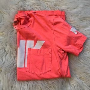 • VS pink • Neon coral big pocket tee